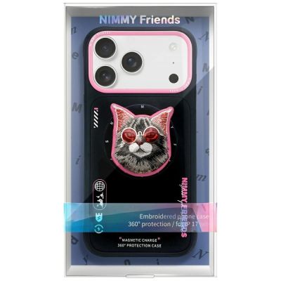 2. Nimmy Glasses Cool Cat MagSafe Hülle für iPhone 17 Pro - Schwarz und Pink