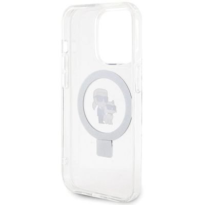 7. Karl Lagerfeld Ring Stand Karl&Choupette MagSafe Hülle für iPhone 13 Pro Max – weiß
