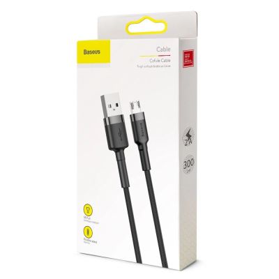 18. Baseus Cafule Cable durabel Kabel mit Nylon geflochtenes Ladekabel USB / micro USB 2A 3M schwarz-grau (CAMKLF-HG1)