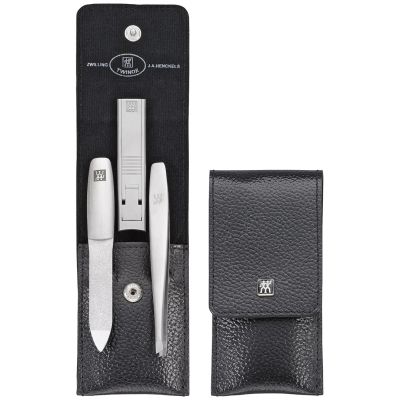 3. ZWILLING 97119-004-0 Twinox Maniküre-Set – Schwarzes Lederetui, 3-teilig