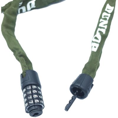 3. DUNLOP Fahrradschlosskette mit Code, 120 cm lang – Khaki