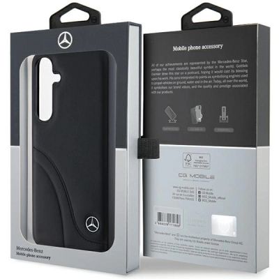 8. Mercedes Lederhülle mit gebogenen Nähten für Samsung Galaxy S24+ – Schwarz