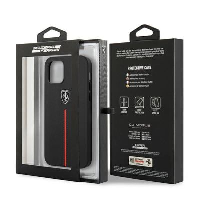 8. Ferrari FEOMSHCP12LBK iPhone 12 Pro Max schwarz/schwarz Hardcase Off Track Leather Nylon Stripe