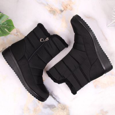 7. NEWS W EVE377A schwarze isolierte Schneestiefel mit Reißverschluss