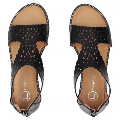 4. Schwarze Damen-Sandalen mit Lochmuster, Filippo DS7889