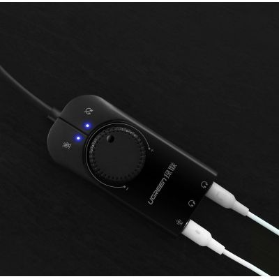 9. Ugreen externer Musik-Soundkartenadapter USB – 3,5-mm-Miniklinke mit Lautstärkeregler 15 cm schwarz (40964)