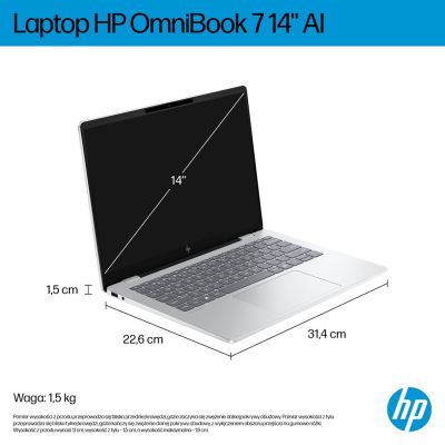 12. HP OmniBook 7 AI 14-fr0003nw Intel Core Ultra 5 225U Laptop, 35,6 cm (14") 2K, 16 GB LPDDR5-SDRAM, 512 GB SSD, Wi-Fi 6E (802.11ax), Windows 11 Pro, AI PC, Silber