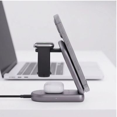 9. Tech-Protect A53 3-in-1 MagSafe 25W Qi2.2 Kabelloses Ladegerät – Dunkelgrau