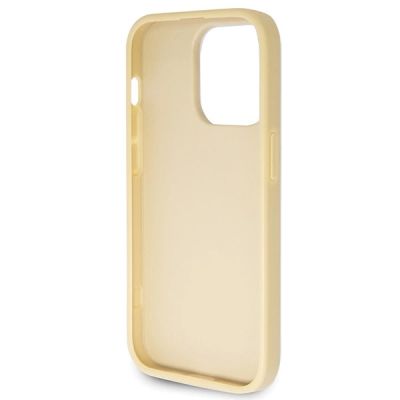 7. Guess GUHCP14LHG4SGD Hülle für iPhone 14 Pro – Gold Glitter Script Big 4G