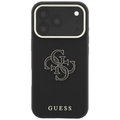 3. Guess Grained & Big Resin Logo Case für iPhone 18 Pro / 17 Pro - Schwarz