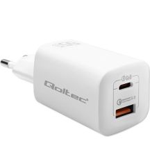 QOLTEC 65W GAN ULTRA Netzteil | 5-20V | 2,25-3,25A | 1 x USB Typ C PD | 1 x USB QC 3.0 | Weiß