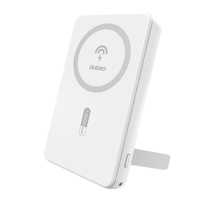 Dudao K14S+ 10000mAh 22,5W Magnetische Powerbank USB-A + USB-C kompatibel mit MagSafe und Ständer – Weiß