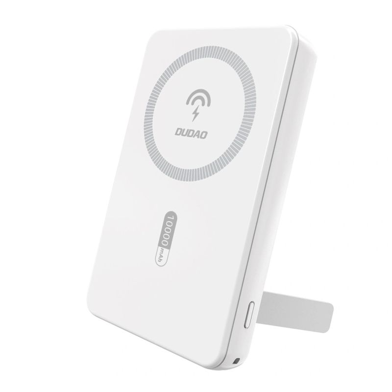 Dudao K14S+ 10000mAh 22,5W Magnetische Powerbank USB-A + USB-C kompatibel mit MagSafe und Ständer – Weiß