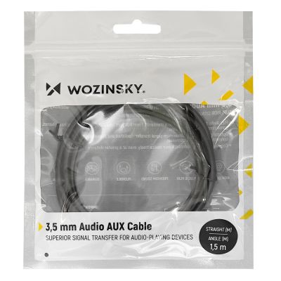 3. Wozinsky AUX-Kabel, abgewinkelt (Stecker-Stecker), Mini-Klinkenstecker, 1,5 m, Schwarz