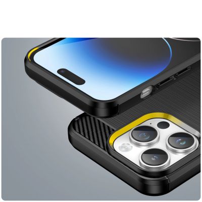 6. Carbon Case iPhone 14 Pro Max flexible Gel Rückseite schwarz
