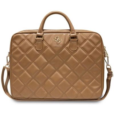 Guess Quilted 4G-Tasche für einen 16-Zoll-Laptop – braun