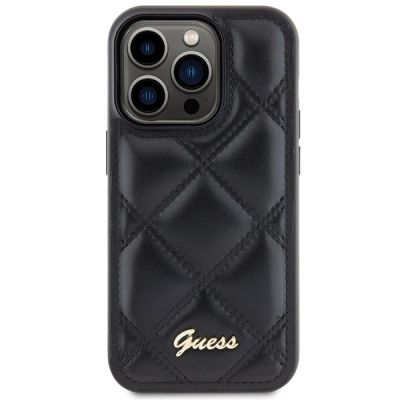 3. Guess Quilted Metal Logo Hülle für iPhone 15 Pro Max – Schwarz