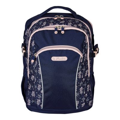 4. Herlitz Ultimate Blossom Schulrucksack, beige, marineblau, Polyester