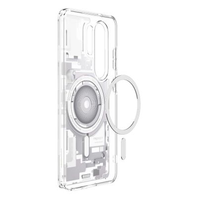 4. Spigen Ultra Hybrid Mag MagSafe Hülle für Samsung Galaxy S26 Ultra Zero One – Transparent und Weiß