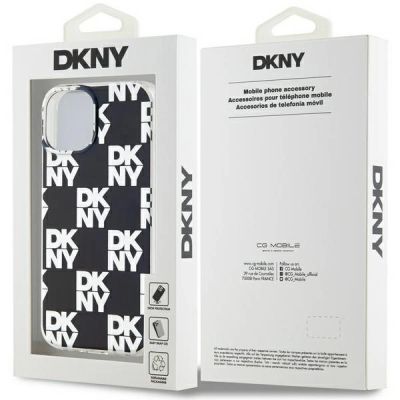 8. DKNY IML Checkered Mono Pattern Hülle für iPhone 15 Plus / 14 Plus – Schwarz