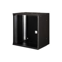 19-Zoll-12-HE-Wandnetzwerkschrank, SOHO PRO 595 x 540 x 400 mm, Glastür, schwarz, unmontiert, 60 kg