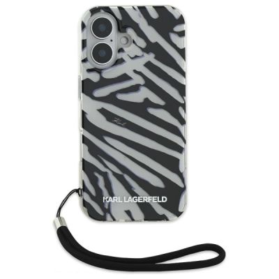 2. Karl Lagerfeld IML Zebra Pattern & Cord Hülle für iPhone 16 – Schwarz
