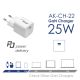 5. AKYGA Wandladegerät 25W USB-C PD GAN 5-12V / 2,08-3A Weiß AK-CH-22