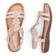 4. Goldfarbene Damen-Sandalen mit Blumenmuster, Rieker V7573-90