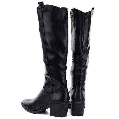 5. Schwarze Cowboystiefel mit Blockabsatz M.Daszyński SA261-6