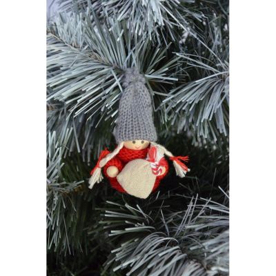 34. Dekorative Puppe mit Tasche, rotes Mädchen, 7,5 cm