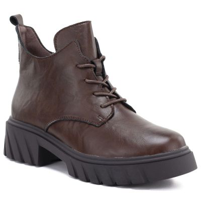 5. Braune Damen-Ankle-Boots aus Leder mit Plateau, Modell M.Daszyński SFY2502-11ac