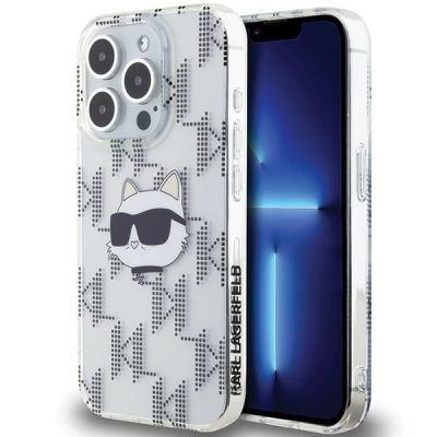 Karl Lagerfeld IML Choupette Head & Monogram Hülle für iPhone 15 Pro Max – transparent