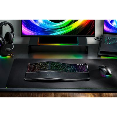 3. Razer Pro Type Ergo Tastatur, universell einsetzbar mit USB, Funkfernbedienung und Bluetooth, QWERTZ-Tastatur (US-Englisch), Schwarz
