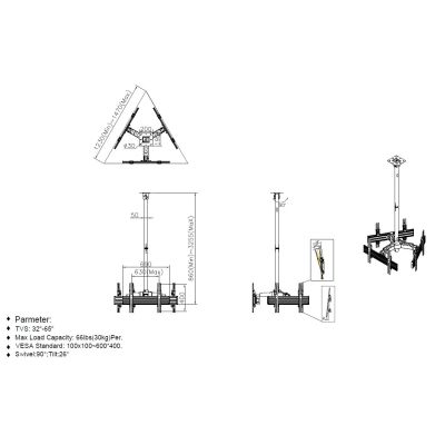 4. Equip Equipment 650371 32" - 65" TV-Deckenhalterung