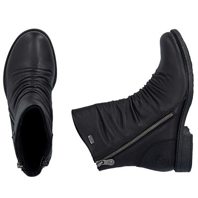 11. Rieker 74853-00 Wasserdichte schwarze Leder-Ankle-Boots für Damen
