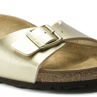 5. Birkenstock Madrid Birko-Flor Gold Damen Regular Wide Gold Flip-Flops (1016106)