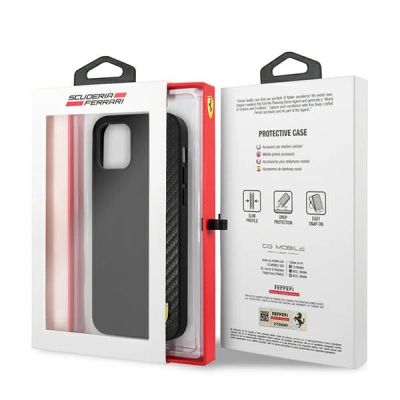 8. Ferrari FESAXHCP12SBK iPhone 12 mini 5,4" schwarz/schwarz Hardcase On Track Carbon Stripe