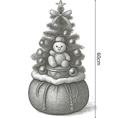 6. Dekorativer Weihnachtsbaum 60 cm mit 25 LEDs und Timer – Teddybär