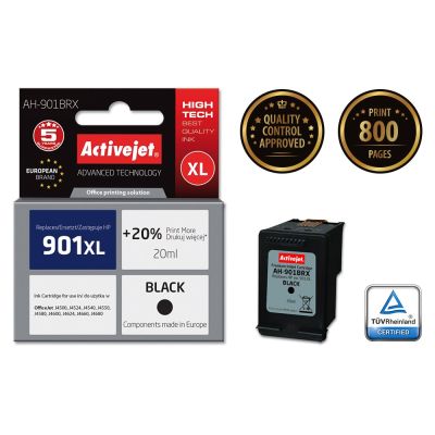 2. Activejet AH-901BRX Tinte (ersetzt HP 901XL CC654AE; Premium; 20 ml; Schwarz)