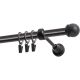 Einläufige Gardinenstange Ø 19 mm schwarz 200 cm MAX mit Knauf und Ringen KOWALSKI