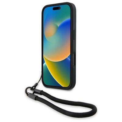 4. BMW Signature Leder-Cord-Case mit Wortmarke für iPhone 16 Pro Max – Schwarz