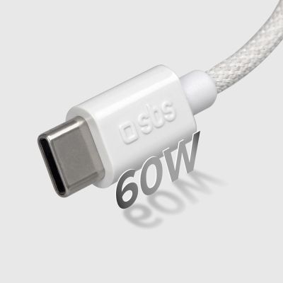 7. SBS TECABLETISSUETCCG USB-C – USB-C-Kabel 1,5 m 60 W geflochten – grau