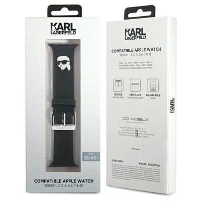 4. Karl Lagerfeld 3D Rubber Karl Head Strap für Apple Watch 38/40/41 mm – Schwarz