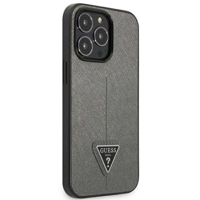 4. Guess Saffiano Triangle Logo Case für iPhone 13 Pro Max 6,7" - Silber