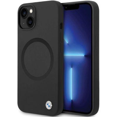 BMW BMHMP14SSILBK2 Hülle für iPhone 14 – schwarz Signature Liquid Silicone MagSafe