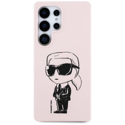 3. Karl Lagerfeld Silikon Graffiti Ikonik Gedrucktes Logo MagSafe Hülle für Samsung Galaxy S25 Ultra - Rosa