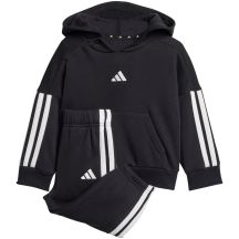 adidas Essentials Jogginghose mit 3 Streifen, Fleece-Hoodie, Trainingsanzug für Kinder, Schwarz JD6484