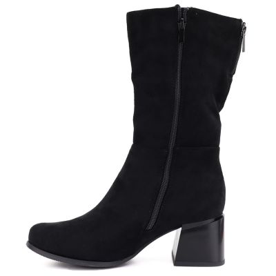 3. Schwarze Damen-Stiefeletten mit kurzem Absatz aus Wildleder, Modell Jezzi ASA269-7