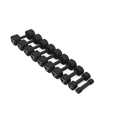 7. HPT Polyurethan-Hantelset 2 x 1 - 10 kg (110 kg) + STR37 HMS Ständer