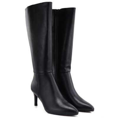 4. Schwarze, gefütterte Damen-Lederstiefel mit hohem Absatz, Modell Sergio Leone KZ-30-S